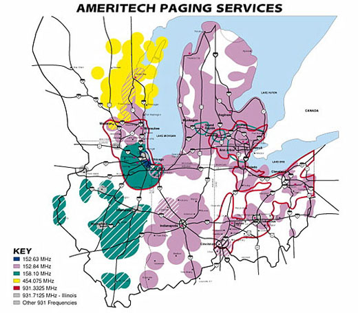 Ameritech Mobile Paging Services Coverage Map